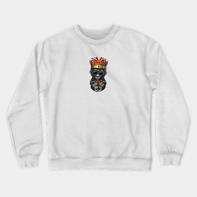 Cute Royal Gorilla Wearing Crown Crewneck Sweatshirt by jeffbartels